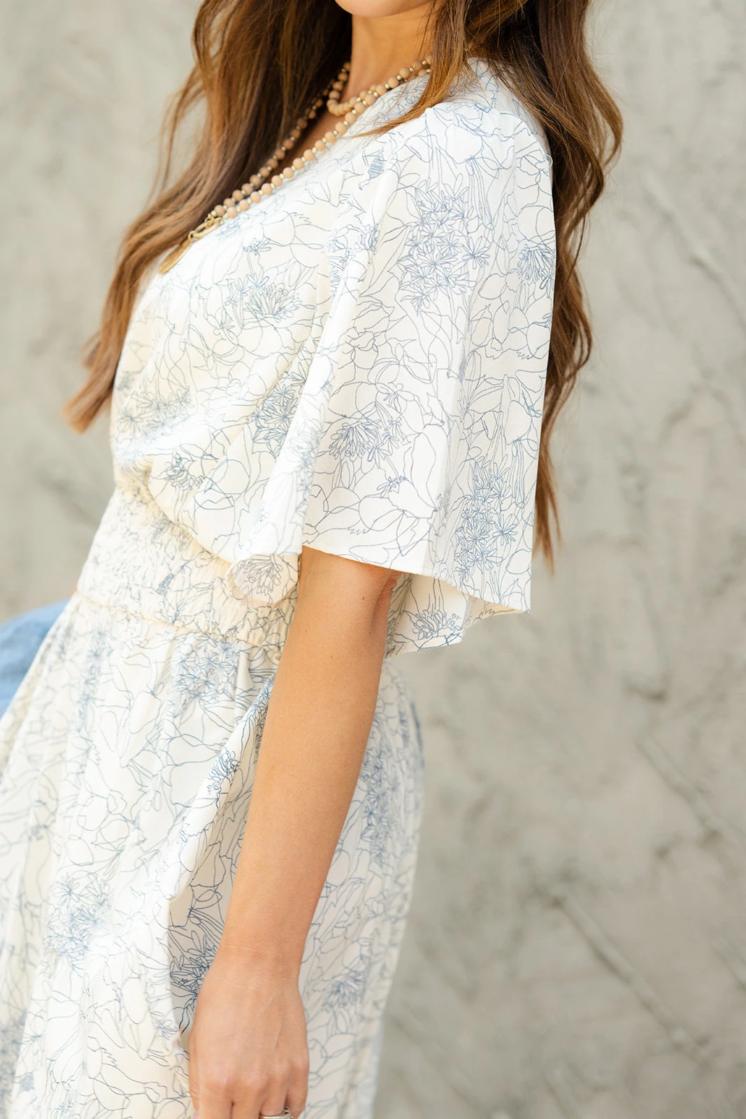 Sketched Floral Butterfly Sleeve Midi Dress 7 Sketched Floral Butterfly Sleeve Midi Dress - Image 7