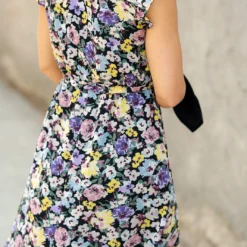 Wildflowers Tie Waist Ruffle Dress -Women's Clothing Store DSC 5229
