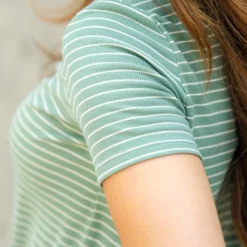 Classic Striped Ribbed Tee -Women's Clothing Store DSC 5323