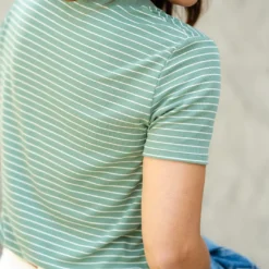 Classic Striped Ribbed Tee -Women's Clothing Store DSC 5326