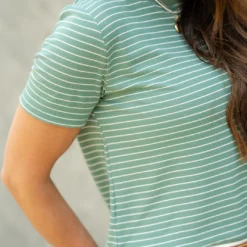 Classic Striped Ribbed Tee -Women's Clothing Store DSC 5329