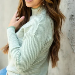 Marled Stripes Mock Neck Sweater -Women's Clothing Store DSC 5343 0ca300b0 832e 48e0 9d03 d799fcb26744