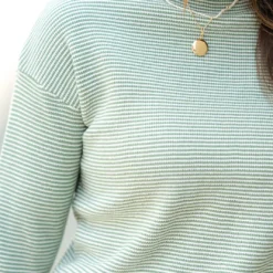 Marled Stripes Mock Neck Sweater -Women's Clothing Store DSC 5362