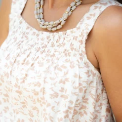 Fancy Floral Ruched Top Tank -Women's Clothing Store DSC 5434