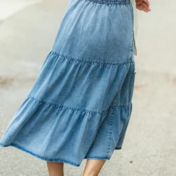 Tiered Denim Midi Skirt -Women's Clothing Store DSC 5471 913f8a16 bd22 4a0c 9f38 bbb0048aa717