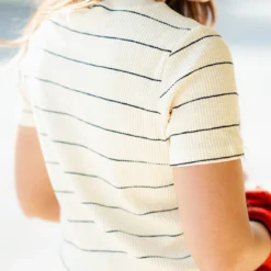 Micro Striped Ribbed Tee 27 Micro Striped Ribbed Tee -Women's Clothing Store DSC 5478