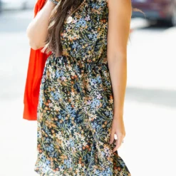 Dainty Wildflowers Cinched Tank Dress -Women's Clothing Store DSC 5511