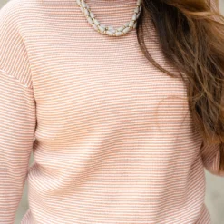 Marled Stripes Mock Neck Sweater -Women's Clothing Store DSC 5514