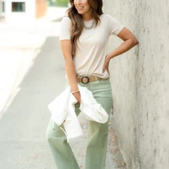 Classic Striped Ribbed Tee -Women's Clothing Store DSC 5521