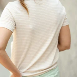 Classic Striped Ribbed Tee -Women's Clothing Store DSC 5534