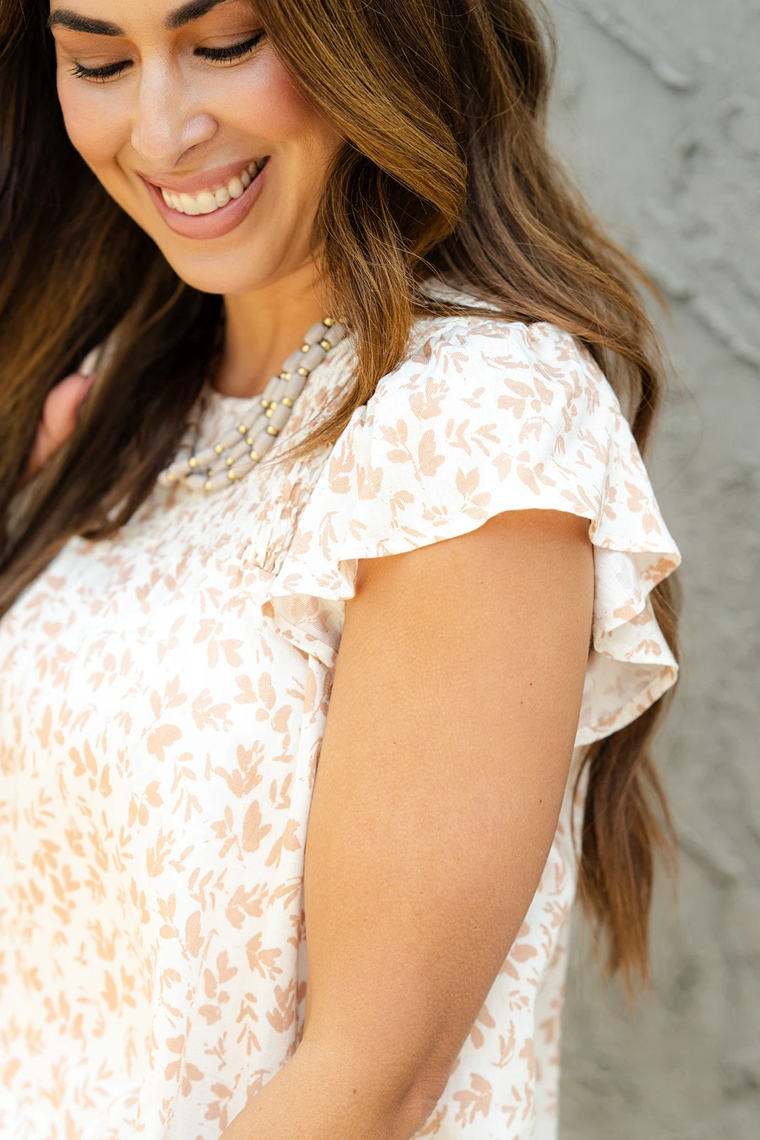 Fancy Floral Smocked Top Flutter Blouse 5 Fancy Floral Smocked Top Flutter Blouse - Image 5