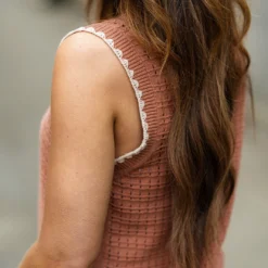 Scallop Stitched Trim Knit Tank -Women's Clothing Store DSC 5600