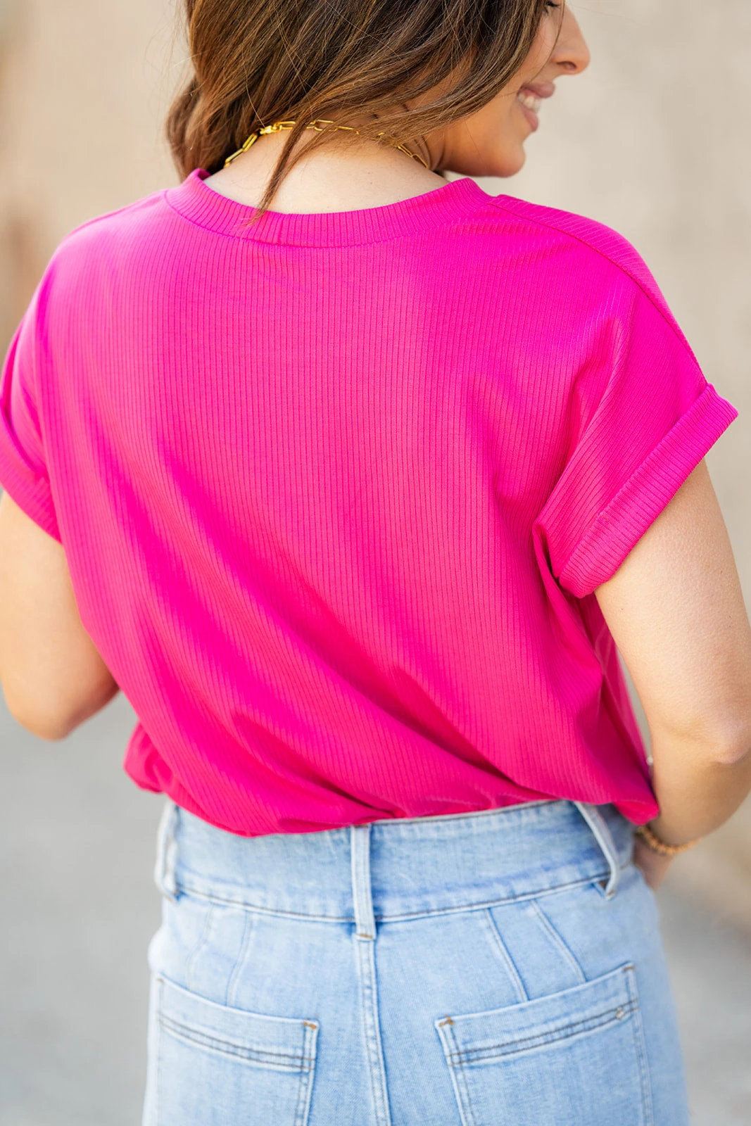 Ribbed Pocket Accented Cuffed Sleeve Tee 7 Ribbed Pocket Accented Cuffed Sleeve Tee - Image 7