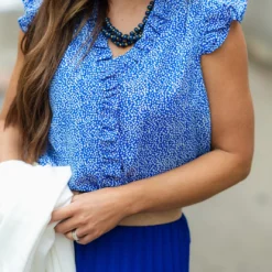 Spotted Ruffle Down Tank 30 Spotted Ruffle Down Tank -Women's Clothing Store DSC 5627