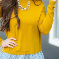 Seersucker Ruffle Bottom Knit Tee -Women's Clothing Store DSC 5726