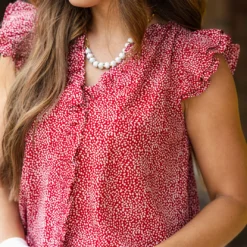 Spotted Ruffle Down Tank 25 Spotted Ruffle Down Tank -Women's Clothing Store DSC 5793