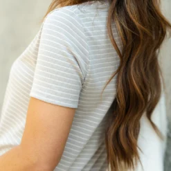 Classic Striped Ribbed Tee -Women's Clothing Store DSC 5801