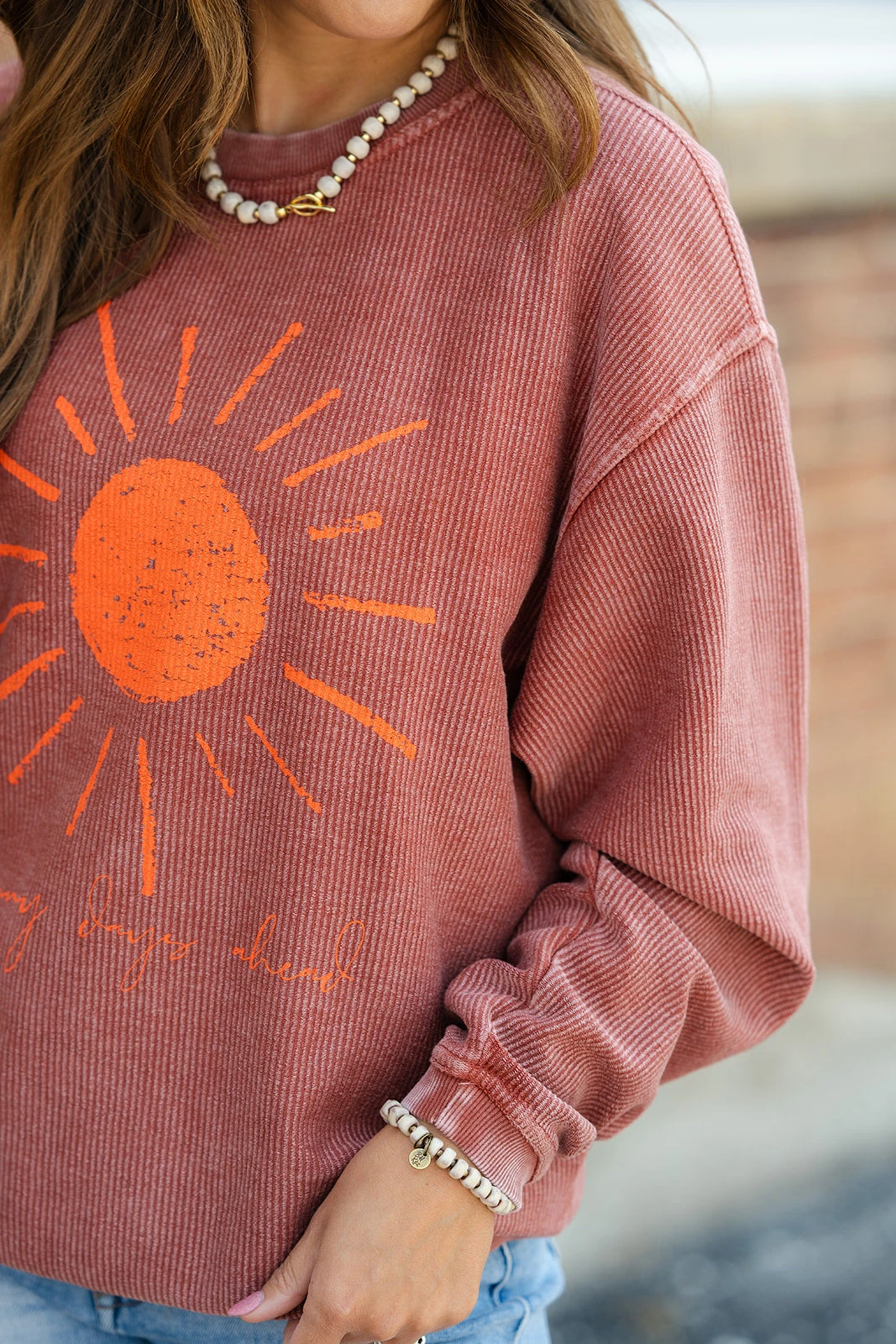 Sunny Days Ahead Ribbed Graphic Crewneck 2 Sunny Days Ahead Ribbed Graphic Crewneck - Image 2