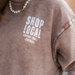 Shop Local Ribbed Graphic Crewneck -Women's Clothing Store DSC 5970