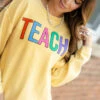 Teach Ribbed Graphic Crewneck