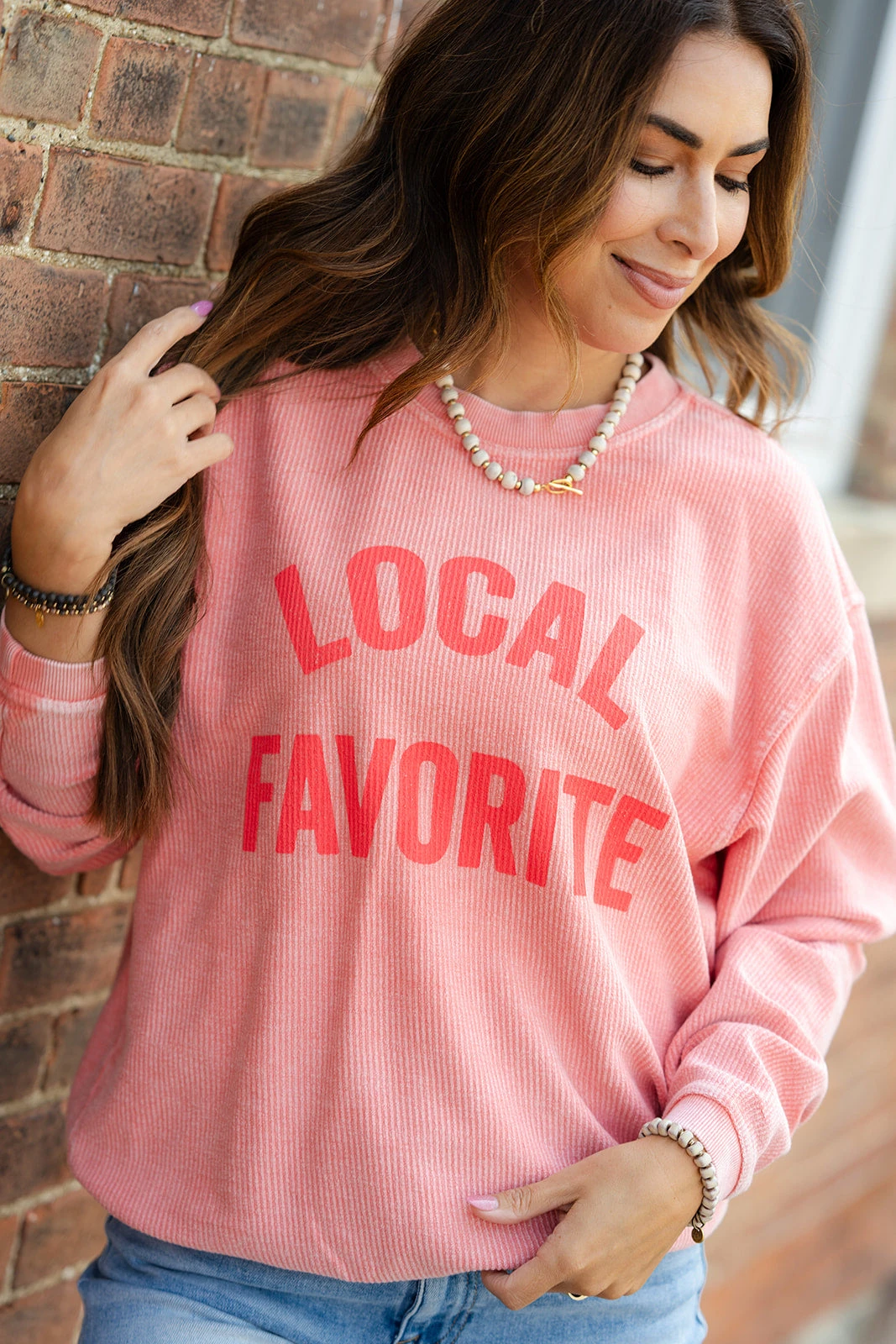 Local Favorite Ribbed Graphic Crewneck 1 Local Favorite Ribbed Graphic Crewneck