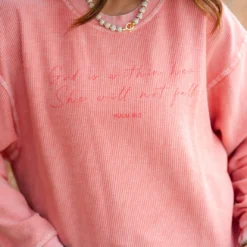 She Will Not Fall Ribbed Graphic Crewneck