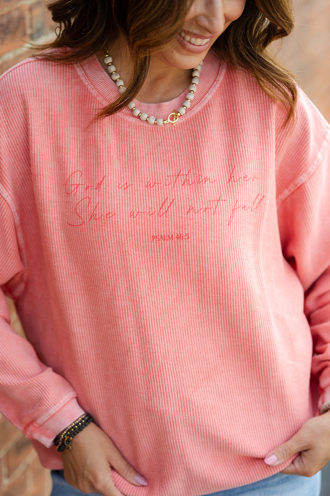 She Will Not Fall Ribbed Graphic Crewneck 1 She Will Not Fall Ribbed Graphic Crewneck