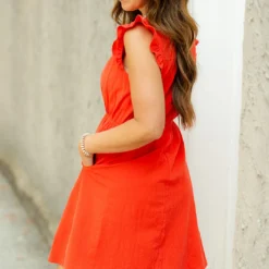 Button Top Flutter Tank Dress -Women's Clothing Store DSC 6084