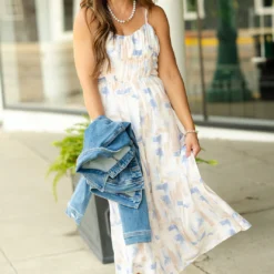Brush Stroked Sweetheart Top Maxi Dress