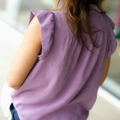 Ruffle Accented Button Top Blouse -Women's Clothing Store DSC 6265