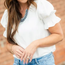 Ruched Puff Sleeve Blouse