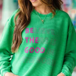 Believe There Is Good Ribbed Graphic Crewneck