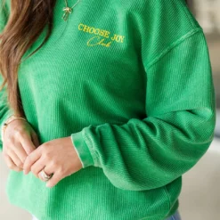 Choose Joy Club Ribbed Graphic Crewneck