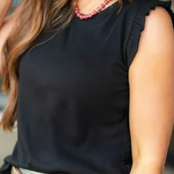 Ribbed Flutter Trim Tank -Women's Clothing Store DSC 6489