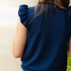 Flittery Trim V Cut Tank -Women's Clothing Store DSC 6510