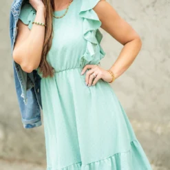 Stitched Dots Fluttery Trim Dress 19 Stitched Dots Fluttery Trim Dress -Women's Clothing Store DSC 6629