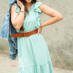 Stitched Dots Fluttery Trim Dress 23 Stitched Dots Fluttery Trim Dress -Women's Clothing Store DSC 6643