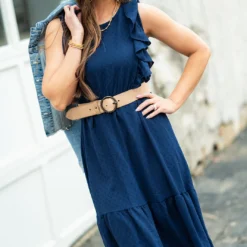 Stitched Dots Fluttery Trim Dress 24 Stitched Dots Fluttery Trim Dress -Women's Clothing Store DSC 6658