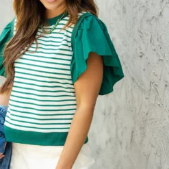 Striped Faux Layered Blouse -Women's Clothing Store DSC 6753 95e02087 ec81 4b89 ab4e 7c200932161c