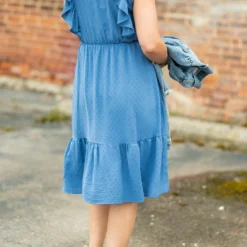 Stitched Dots Fluttery Trim Dress 30 Stitched Dots Fluttery Trim Dress -Women's Clothing Store DSC 6943