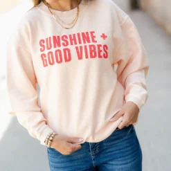 Sunshine & Good Vibes Ribbed Graphic Crewneck
