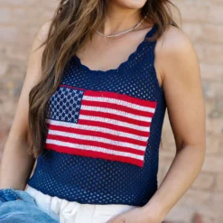 Patriotic Open Knit Tank