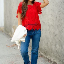 Floral Crocheted Square Neck Blouse 15 Floral Crocheted Square Neck Blouse -Women's Clothing Store DSC 7380