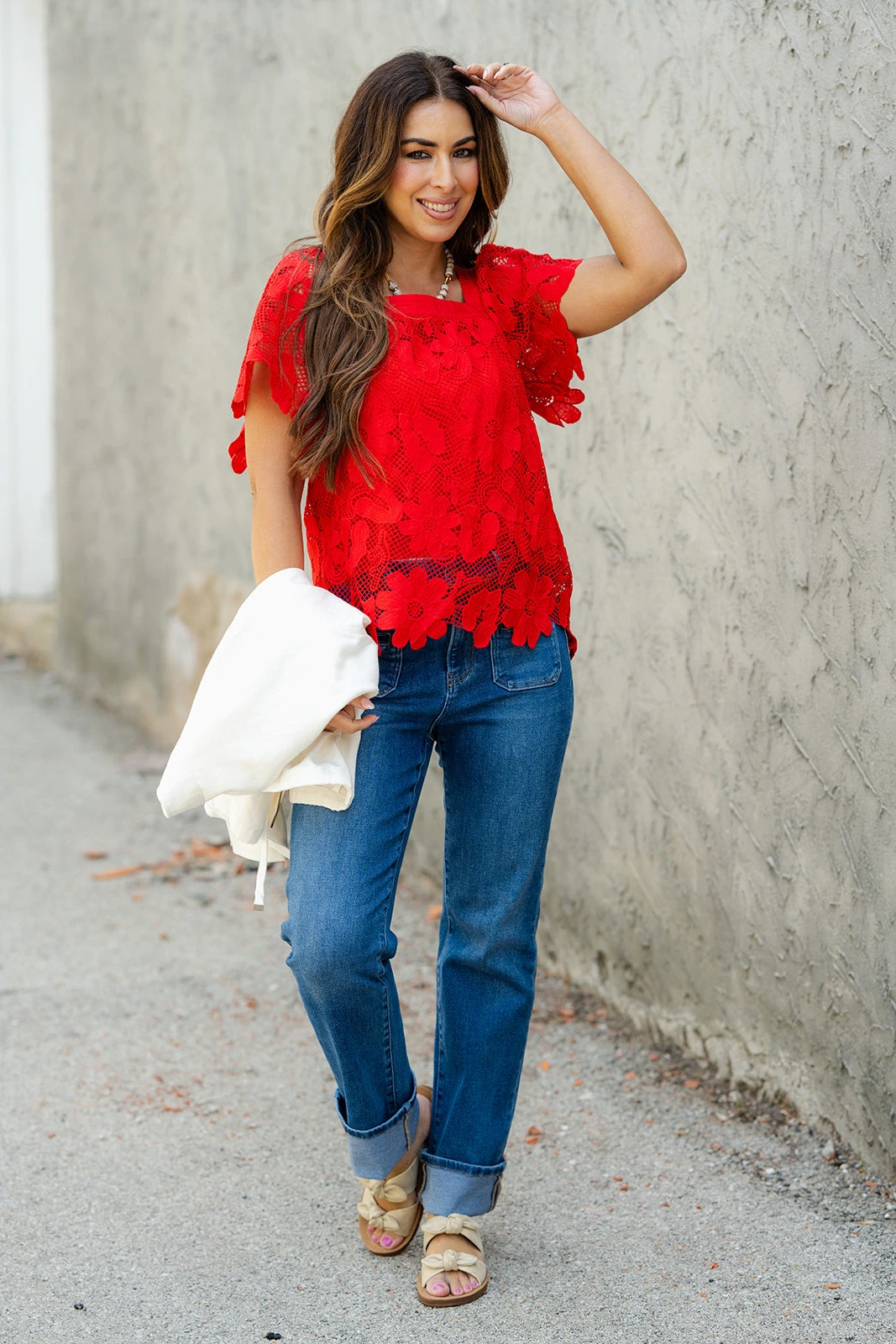 Floral Crocheted Square Neck Blouse 3 Floral Crocheted Square Neck Blouse - Image 3