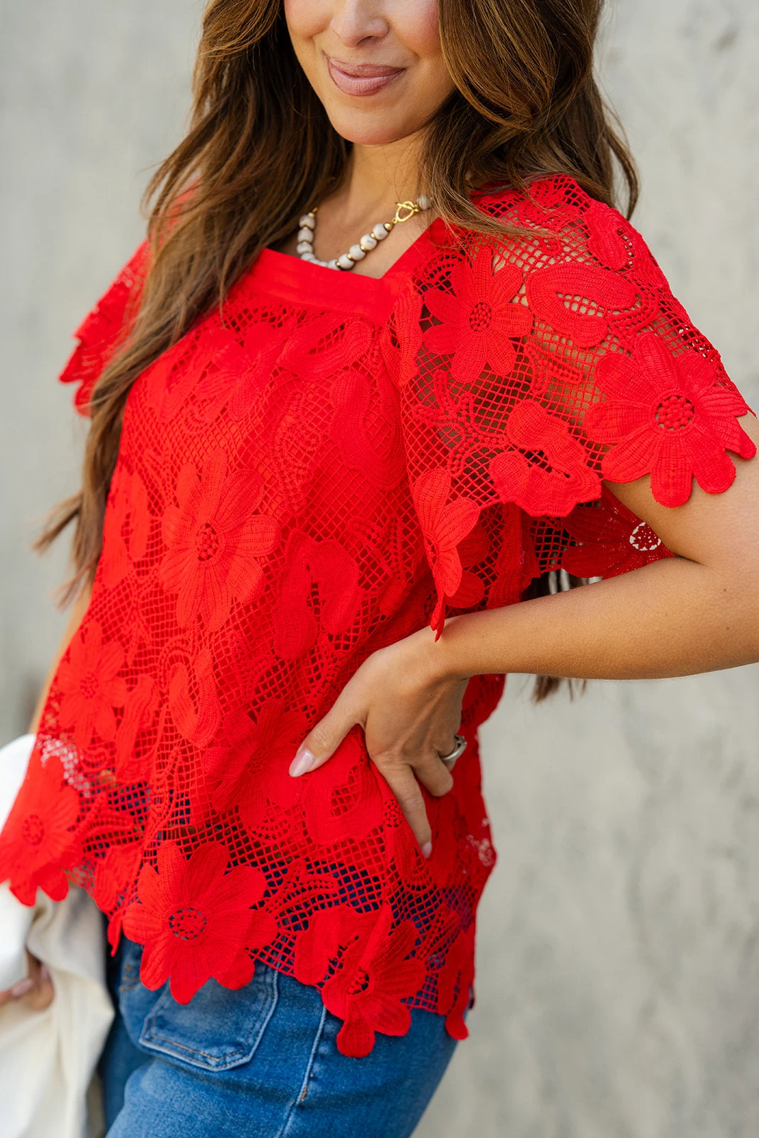 Floral Crocheted Square Neck Blouse 5 Floral Crocheted Square Neck Blouse - Image 5