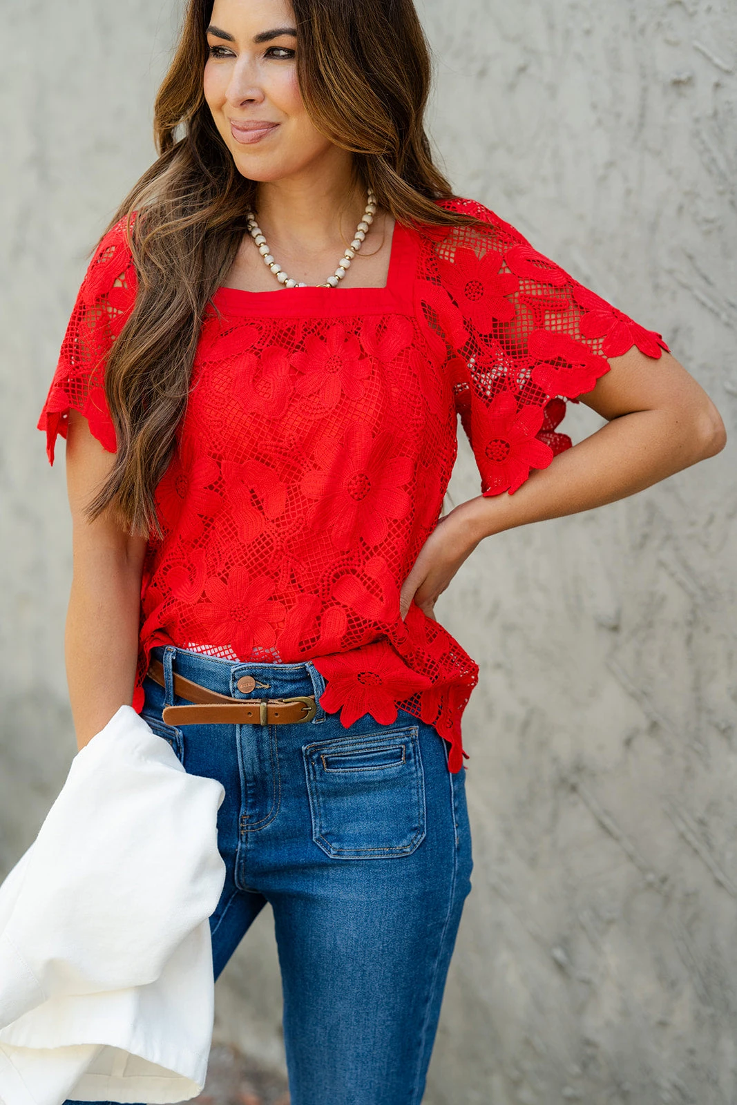 Floral Crocheted Square Neck Blouse 4 Floral Crocheted Square Neck Blouse - Image 4