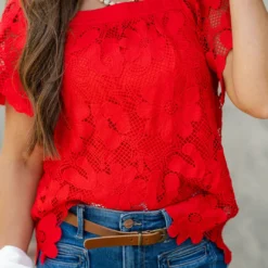 Floral Crocheted Square Neck Blouse 18 Floral Crocheted Square Neck Blouse -Women's Clothing Store DSC 7389