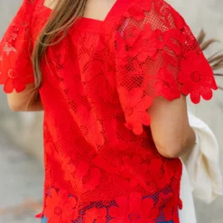 Floral Crocheted Square Neck Blouse 20 Floral Crocheted Square Neck Blouse -Women's Clothing Store DSC 7395
