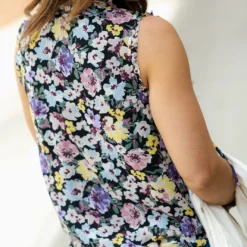 Wildflowers Ruffle Trim Tie Tank -Women's Clothing Store DSC 7572