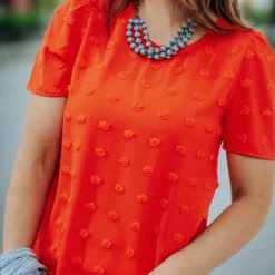 Textured Dot Solid Back Blouse -Women's Clothing Store DSC 7583